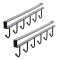 Cup Holder Under Cupboard,Kitchen Under Cabinet Utensils Hanging Hooks Rack, Drilling Free Cabinet Door Hanging Hook Rack,6 Hooks Kitchen Storage Utensil Organizer Hook Rack,2 Pack (Black) - color: Black 2pcs