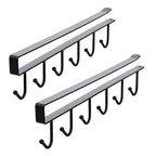 Cup Holder Under Cupboard,Kitchen Under Cabinet Utensils Hanging Hooks Rack, Drilling Free Cabinet Door Hanging Hook Rack,6 Hooks Kitchen Storage Utensil Organizer Hook Rack,2 Pack (Black) - color: Black 2pcs