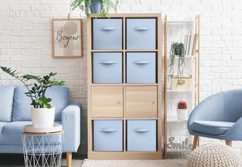 Sorbus Fabric Storage Cubes - 6 Foldable Storage Bins for Organizing Pantry, Cubbies, Toy Box - Clothes Storage & Closet Organizer - 13 Inch Collapsible Cube Baskets for Shelves with Handle - color: Pastel Blue, size: 13 Inch