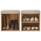 YMYNY Small Shoe Storage Bench with Cushion, 2 Tier Entryway Bench with Storage, Shoe Rack Bench for Entryway, Living Room, Hallway, Closet, Bedroom, 15.4L*11W*16.54H, Light Natural UHBD028R - color: Light Natural