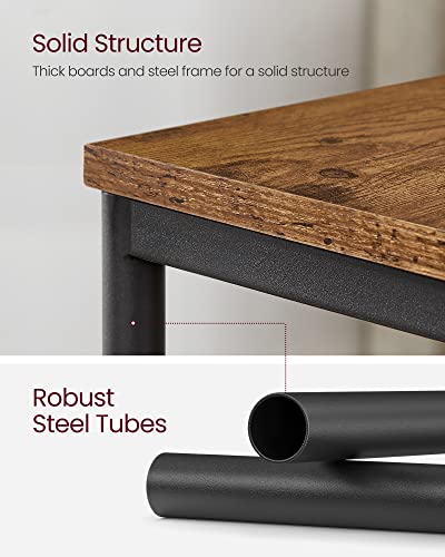 VASAGLE Side Table, Small End Table, Tall Nightstand for Living Room, Bedroom, Office, Bathroom, Rustic Brown and Classic Black ULET273B01 - color: Rustic Brown + Classic Black