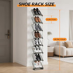 SMILHELTD Vertical Shoe Rack 8 Tiers Narrow Clear Sneaker Storage Holder Luxurious Slim Tall Organizer Space Saving Shelf for Entryway Garage 10.4" W x 64.5" H x 9.8" D (Transparent Black) - color: Transparent Black
