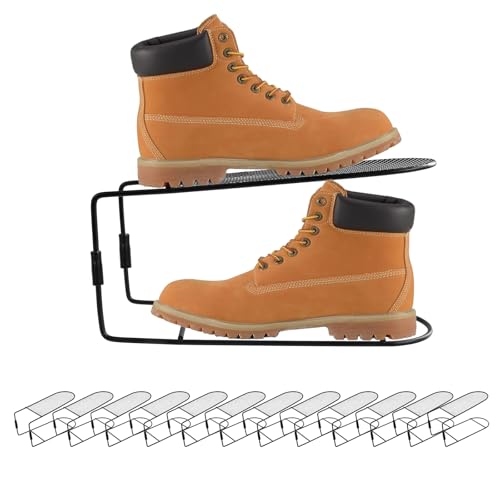12Pack Shoe Slots Organizer Metal Shoe Stacker Shoe Storage Organizers for Closet Space Saver 50% Shoe Rack Holder for a Pair of Shoes (Black) - color: Black, size: 12PACK
