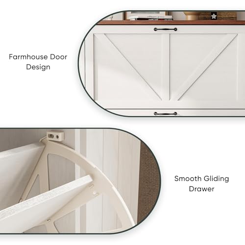 Smart FENDEE Shoe Cabinet, Shoe Storage Cabinet for Entryway with 2 Flip Drawers, Narrow Farmhouse Shoe Organizer Cabinet, Slim Shoe Rack Cabinet, White - color: White, size: Width - 31.5 inches
