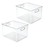 mDesign Large Plastic Storage Organizer Container Bin, Closet Organization for Hallway, Bedroom, Linen, Coat, and Entryway - Holds Clothing, Blankets, and Accessories, Ligne Collection, 2 Pack, Clear - size: 12 x 10 x 8 (Pack of 2)