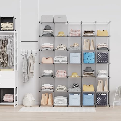 HOMIDEC Closet Organizers and Storage, 16 Cube Storage Organizer, Closet Organizer Bookshelf Cubes Shelves for Clothes, Bedroom, Kids Room, Bathroom, Wardrobe, Garment Racks, Transparent - color: Transparent, size: X-Large