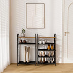Shoe Rack, 5-Tier Shoe Organizer with Guardrails, Heavy-Duty Metal Mesh Shelves & Rustic Wooden Top for Stylish Closet & Front Door Storage - size: 17.32" X 10.24" X 29.33"