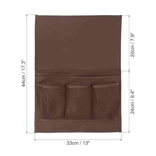 PATIKIL 2pcs Bedside Caddy, Bed Caddy Bedside Organizer Bed Hanging Caddy 4 Pockets Bed Pockets Bedside Storage Hanging Storage Bag for Remote Control Bedroom Phones Glasses, Brown - color: Brown