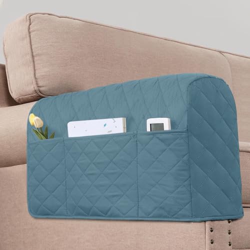 2 Pack Water Resistant Armrest Covers for Chairs and Sofas Couch Arm Covers for Sofa with 3 Pockets for Phone Sofa Arm Protector for Pets, Cats (Dusty Blue) - color: Dusty Blue