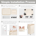 Goodpick Laundry Basket with Wheels, Large Laundry Hamper with Lid 100L Clothes Hamper with Removable Laundry Bag Collapsible Dirty Clothes Basket for Laundry Room, Bedroom, Beige - color: Beige, size: 100L (17.3"L x 13"W x 29.5"H)