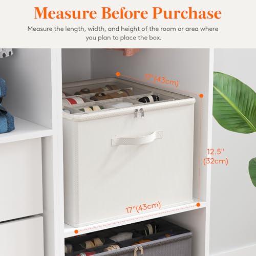 Lifewit Shoe Storage Organizer for Closet, Fabric Large Shoe Box Storage Containers with Clear Cover, Foldable Bins for Boots Heels Sneakers Fits 12-16 Pairs, 1 Pack White - color: White