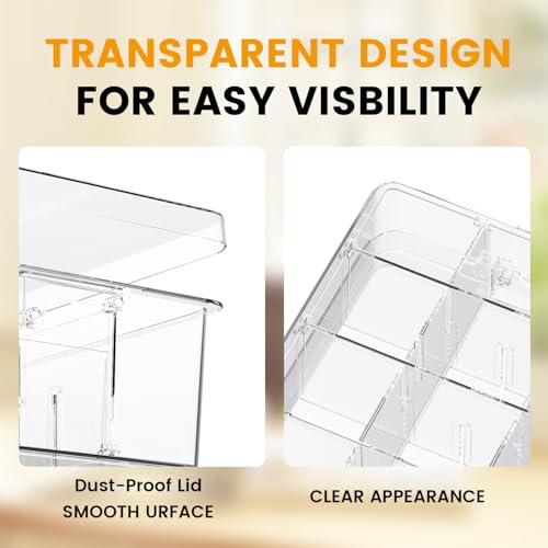 Socks Bra Underwear Drawer Organizer for Closet, 2 PCS Plastic Storage Box with 9 Removable Compartments and Lid, Clear Dresser Drawer Organizer Storage Container with Dividers for Sock Ties Belts - color: Clear-9 Grids
