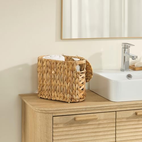 YANGQIHOME Toilet Paper Storage, Water Hyacinth Toilet Paper Storage with Lid, Papers Container for up to 4 Mega Rolls, Bathroom Basket Organizer - size: 4 Rolls
