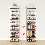 8-Tier Tall Shoe Rack for Closet, Entryway, Adjustable Sturdy Durable Shoe Shelf,Narrow Shoe Stand Organizer (18" W×10" D×58" H,Black) - size: 8-Tier-Black(18" W×10" D×58" H)