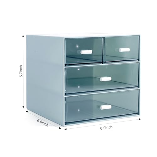 Marknor Makeup Organizer, Desk Organizer with 4 Drawers, Sundries Storage，Vanity Cosmetic Storage Box, Bathroom Counter or Dresser, Blue (QBH-4CT-2) - color: Blue
