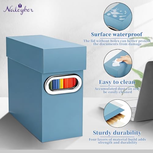 File Organizer Box with Lid & Handle, Thickened Cardboard Hanging File Folder Storage Boxes for Letter Size, Portable Filing Organizer for Office, Home, Classroom, Dusty Blue 2 Pack - color: Dusty Blue, size: 2 Pack