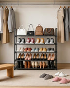 5 Tier Shoe Rack Large Capacity, 34.3" Wide Adjustable Shoe Organizer for 20-25 Pairs, Sturdy Non-Woven Shoe Rack Shelf Multi-Purpose Storage Unit for Closet, Hallway, Entryway,Garage,Black - size: 5-Tier(Black)-34.3"W
