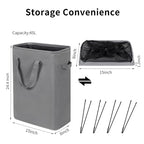 ZERO JET LAG Slim Laundry Hamper With Handles Collapsible Laundry Basket Thin Dirty Clothes Basket Narrow Laundry Bag Foldable Dirty Cloth Hamper 45L (24 inches,Grey) - color: Gray (With Handles)