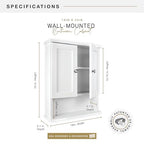 MCS 23x18 White Medicine Cabinet Organizer, Wall Mounted 2-Door Bathroom Cabinet for Over-The-Toilet Storage, Bathroom Furniture & Restroom Organizer - size: 23x18 2-Door