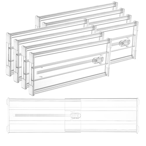 Vtopmart 8 Pack 6" Tall Upgrade Drawer Dividers for Big and Deep Drawer, 12.8"-22.3" Adjustable Expandable Dresser Drawer Organizer, Clear Plastic Separators for Dresser, Baby Supplies, Kitchenware - size: Tall-6"