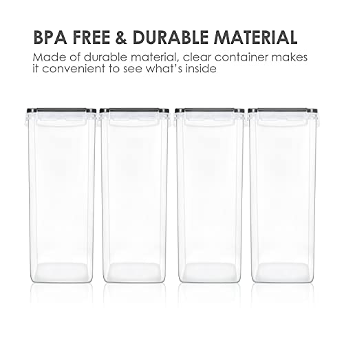 Vtopmart Extra Large Tall Airtight Food Storage Containers, 4 Pieces 5.9qt/6.5L Plastic PBA Free Kitchen Pantry Canister for Spaghetti, Flour and Baking Supplies, with 24 Labels, Black - color: Black, size: 6.5L