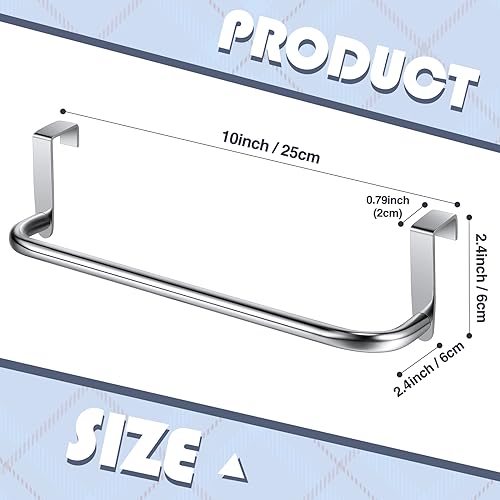 2 Pieces Metal Towel Bar Kitchen Cabinet Steel Towel Rack Bar for Hanging on Inside or Outside of Doors, Home Kitchen Bathroom(Silver) - color: Silver