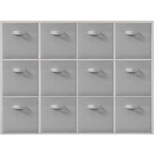 11x11 Inch Storage Bins Cubes, Fabric Foldable Storage Box, Collapsible Closet Organizer for Clothes, Blankets, Office, Bedroom, Living Room, Shelf Cabinet, Bookcase, Gray, 12 Pack - color: Grey, size: 12 PACK
