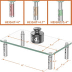 Hemudu 2 Pack Monitor Stand - 3 Adjustable Height Riser, Computer Stand, Desktop Organizer for PC, Laptop - Clear