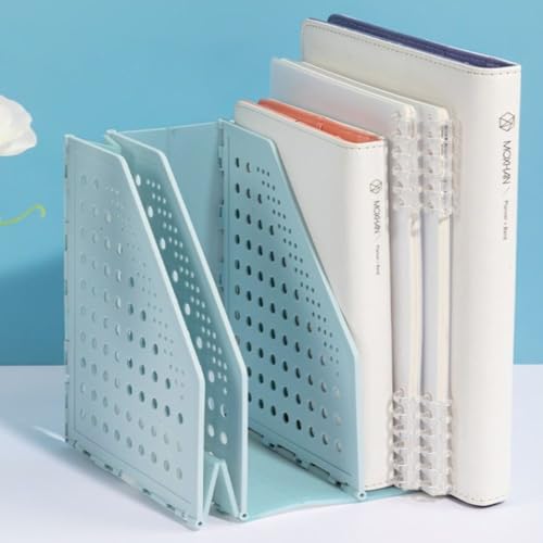 Bookshelf Desktop Storage Rack, Stationery Office Desktop File Organizer, Retractable File Holder(White)