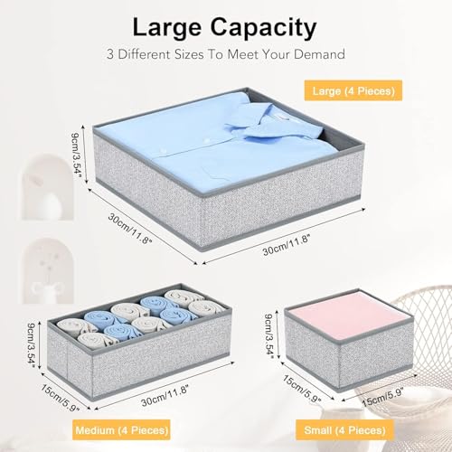 DIMJ Drawer Organizers Cloths, Closet Underwear Organizer, 15 Packs Foldable Closet Organizers, Sock Drawer Organizer, Fabric Dresser Drawer Dividers for Clothes Underwear Bras Socks - color: Blended Gray, size: 15 Pack
