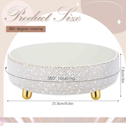 Honeydak White Bling Perfume Makeup Organizer Bling Mother's Day Nurse Day Gifts for Women Bathroom Organizers and Storage 360 Rotating Makeup Organizer for Countertop(Pearl) - size: Pearl