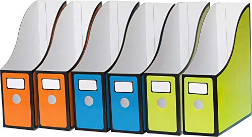 Simple Houseware 6-Pack Magazine File Holder Box, Foldable Cardboard Organizer with Label Slot, Multicolor - color: Color, size: 6 Pack