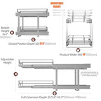 JOWBOOW 2-Tier Cabinet Pull Out Shelves (14" W x 22" D), Slide Out Shelves for Kitchen Cabinets, Metal Under Cabinet Roll Out Shelf - size: 14 X 22 Inch