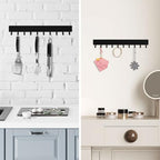 Key Holder Wall Mount,14in with 10 Hooks,Black Metal Key Hanger for Car Key Ring,Suitable for Entrances/Door/Living Rooms/Kitchen/Offices（2 Sets）