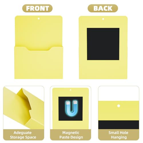 2 Pack Magnetic File Holder - Paper Holder, Pocket Organizer,Hanging Wall File Organizer Office Supplies Storage, Magazine Mail Organizer Case for Notebooks,Planners,Letter (Yellow) - color: Yellow Holder-2L