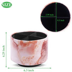 Round Leather Art Supply Organizer,Remote Control Holder,360-degree Rotating Pen Organizer with 4 Compartments(1-Marble Pink) - color: 1-Marble Pink