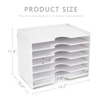 SONGWAY File Organizer for Desk - 7 Tier Wide Document Holder, Letter Mail Tray Storage Rack, A4 Paper Storage Holder, Desktop Organizer for Home Office School, White - size: 7 Tier Wide