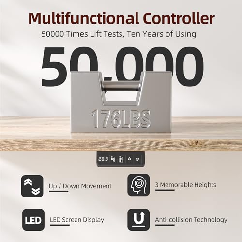 TIQLAB Standing Desk with Two Drawers, Stand Up Standing Desk Adjustable Height, Electric Sit Stand Table with Storage Shelf and Splice Board, with LED Light, 55 * 28 inch, Maple - color: Maple, size: 55*28 inch with keyboard tray