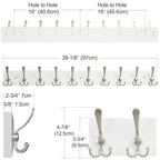 SKOLOO Creations White Solid Wood Wall Mounted Coat Rack, 10 Hooks, 38-1/8" Long - Kitchen, Mudroom, Entryway, Bathroom - Includes Mounting Hardware, Wall Coat Hanger, Towel Rack - color: Matte White Plates & Nickel Hook, size: 1 Item-10 Hooks