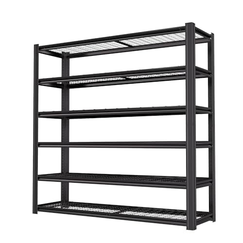 6T 62" W x 24" D x 84" H Garage Shelving Heavy Duty Metal Shelving 4200LBS Storage Shelves Adjustable Metal Shelves for Storage Industrial Garage Shelves for Warehouse Basement - size: 6T 84*62*24
