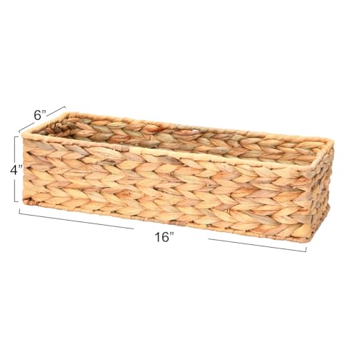 Household Essentials Water Hyacinth Rectangular Storage Basket, Natural - color: Natural