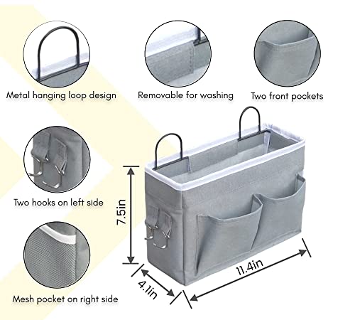 Kanrichu 3pcs Middle Wall Hanging Organizer Bag, Linen Fabric Door Hanging Storage Basket with Pockets, Waterproof Bin for Kitchen, Bedroom, Office, RV Camper (Gray) - color: Gray-Middle (3 pcs)