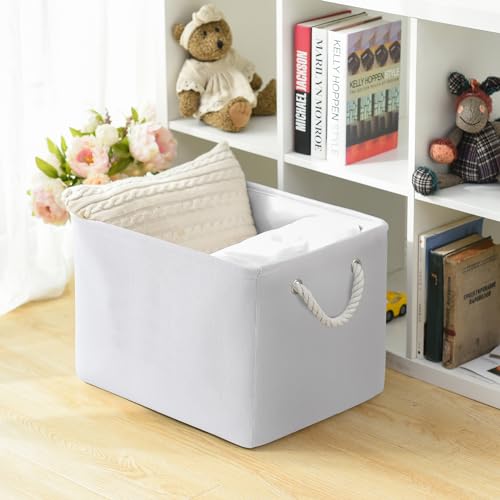 TheWarmHome Organization and Storage Basket for Shelves - Extra Jumbo 3 Pack 20.5x15.8x13.8 inch Cube Storage Bins for Toy Closet Box Home Organizer Gift (White) - color: White Color, size: 3PCS/Extra Jumbo - 20.5Lx15.7Wx13.8H