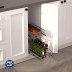 JOWBOOW (8" W x 22" D 2-Tier Narrow Cabinet Pull Out Shelves | Heavy Duty Slide Out Shelves for Kitchen Cabinets, 22 Inch Deep Under Cabinet Organizer, Chrome - size: 8 x 22 Inch