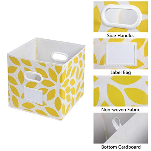 MAX Houser Fabric Storage Bins Cubes Baskets Containers with Dual Plastic Handles for Home Closet Bedroom Drawers Organizers, Foldable, Set of 4 (Yellow) - color: 28 yellow