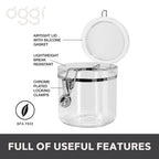 Oggi Clear Canister with Clamp Lid, 38 oz - Large Airtight Food Storage Container, for Kitchen & Pantry Storage of Bulk, Dry Foods Including Pasta, Flour, Sugar, Coffee, Rice, Tea, Spices & Herbs