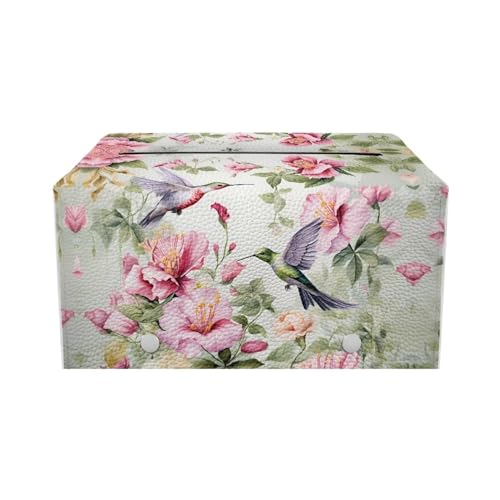 Hummingbird Rectangle Tissue Box Cover Modern PU Leather Rectangular Tissue Box Waterproof Tissue Cover Decorative Holder Organizer for Bathroom Vanity Countertop - color: Hummingbird