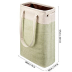 i BKGOO Laundry Basket with Handles Beige&Green Slim Laundry Bin Collapsible Dirty Clothes Basket Narrow Laundry Bag Foldable Dirty Hamper for Camping, Dorms, Apartments - color: Beig&Green