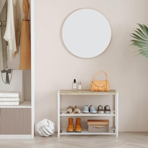 Yusong Shoe Rack Organizer, 3 Tier Industrial Shoe Storage Shelf for Closet Entryway, Narrow Sturdy Metal Shoe Shelves, White - color: White, size: 3 Tier