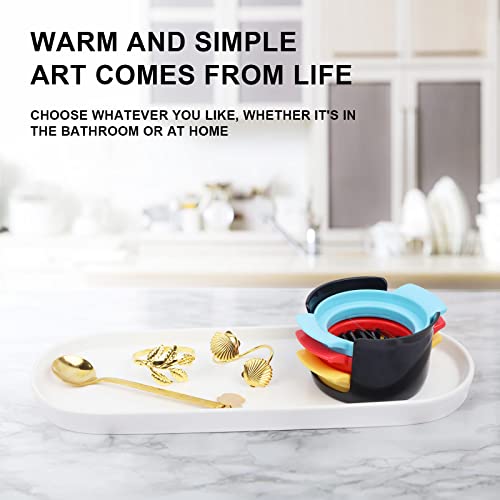Ceramic Sink Tray, Bathroom Counter Tray, Bathtub, Cosmetics Dish, Candle, Perfume Shampoo Liquid Soap Simple Style Design Suit for Bathroom and Kitchen (White) - color: White